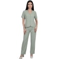 thumbnail image 1 of Conjunto 2 Piezas. Blusa de Manga Corta con Botones y Pantalón Recto de Moda, Look Sofisticado para Mujer, 1 of 5