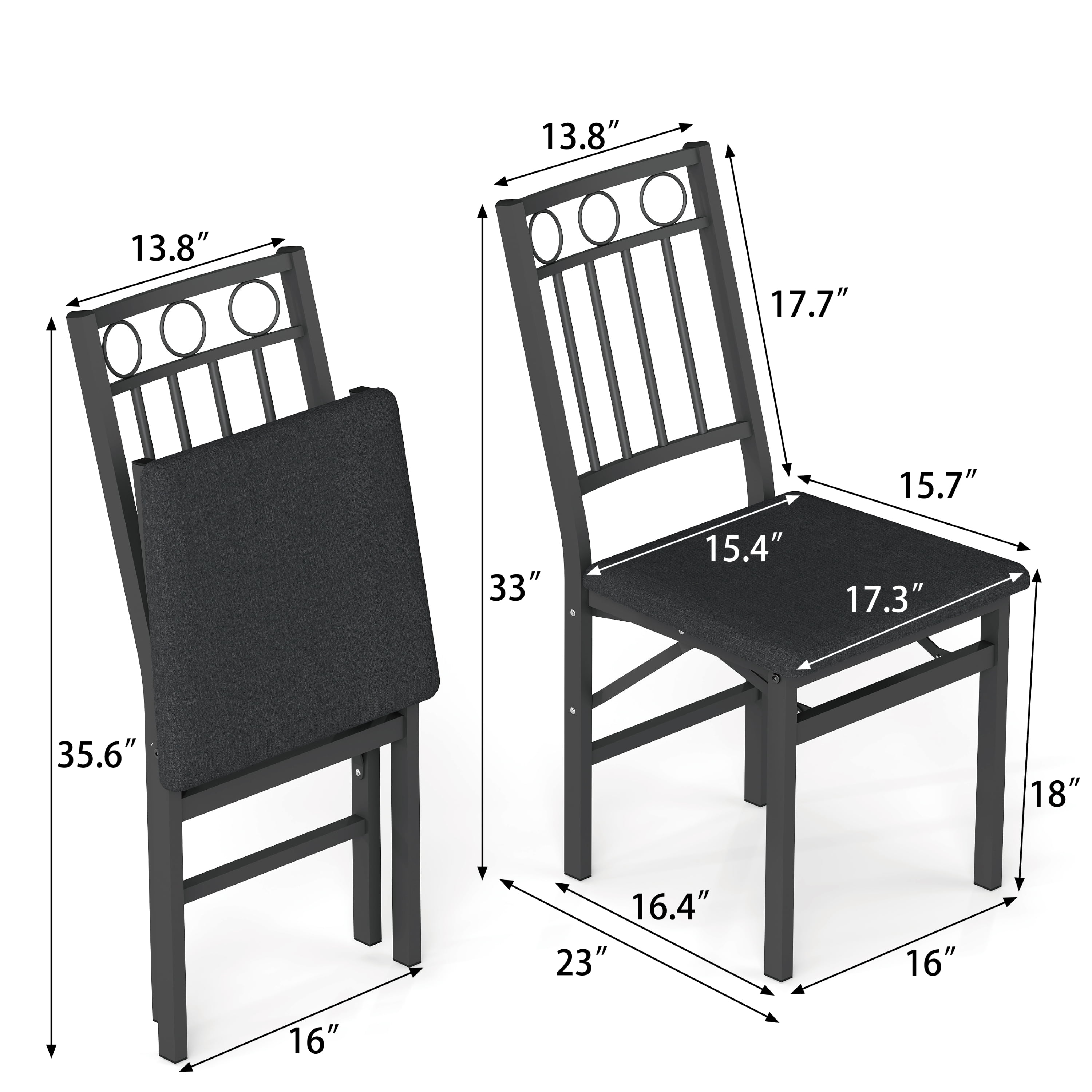 JRHRXXY Folding Dining Chair Set of 2,Foldable Kitchen Chairs with Padded Seat & Metal Frame,No Assembly