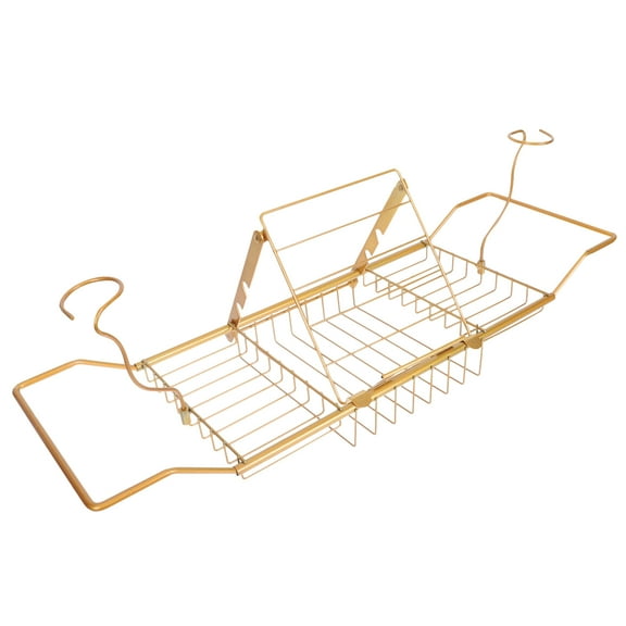 PAMINGONO Stainless Steel Bathtub Shelf Golden 1Pack 24-33x3.3x7.9in