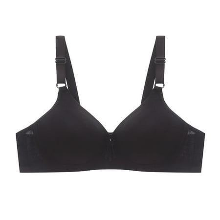 SMihono Savings Wireless Bras for Women Push Up Full Coverage Bra V Neck Seamless Wirefree T-Shirt Bra Comfort Minimizer Bra Black 42
