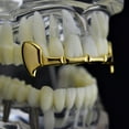 thumbnail image 4 of 14k Gold Plated Fang Grillz Upper Top Half Teeth Slim Fangs Vampire K9 Hip Hop Grills, 4 of 4