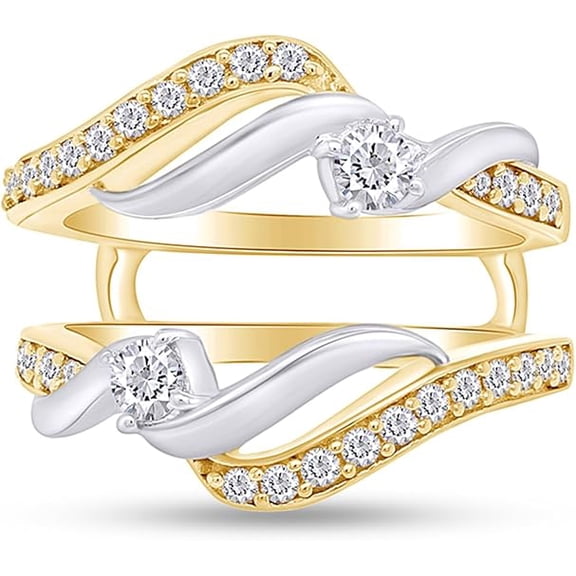 Rag Jewels 2.30 Ct Round Cut White Diamond Enhancer Wrap Guard Engagement Thanksgiving Christmas Ring 14K Yellow Gold Plated 925 Sterling Silver For Women's -5.5