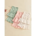 thumbnail image 3 of BemeyourBBs Toddler Baby Girl Summer Outfits Cute Daisy Dot Print Two Bowknot Sleeveless Tank Tops Ruffle Elastic Waist Shorts Set 2Pcs Summer Clothes, 3 of 9