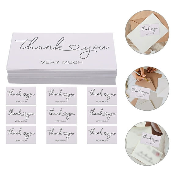 AURARMLET 100Pcs Small Business Thank You Cards White Coated Paper Chic Look Pack
