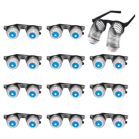 Blue Panda 12 Count Slinky Glasses, Scary Disguise Eyeball Glasses, Silly Party Favors, and Gag Gifts for Halloween, April Fools Day and Themed Party, 4.7 x 1.7 x 4.9 inches