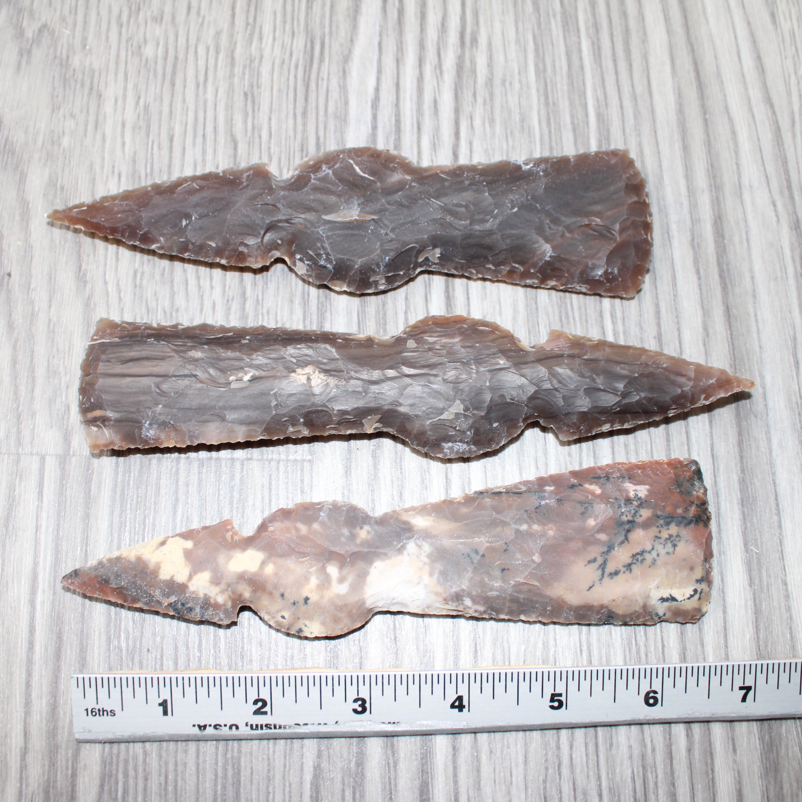 3 Stone Ornamental Tomahawk Heads #6663    Agate Jasper Ax Axe Hatchet