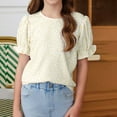 thumbnail image 2 of XXWXYD Girls Floral Print Puff Sleeve Blouse Boho Style Loose Fit Round Neck Pullover T-Shirt Casual Spring Fall Tops 5-14Y, 2 of 9