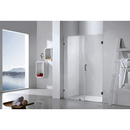 

Genius Frameless Shower Door Plus W 57 - 61 × H 76 Side Panel in Matte Black Premium Hardware Finish Low Iron Tempered Glass Included ( 57 1/4 )