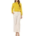thumbnail image 2 of INSPIRE CHIC Women's Smocked Ruffled Neck Long Sleeve Floral Blouse M Yellow, 2 of 7