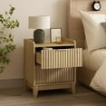 thumbnail image 2 of Fluted Nightstand Set of 2 with Charging Station, Farmhouse Bedside Table with Two Drawers, Modern Wood Side End Table with Storage for Bedroom, Natural, 2 of 10