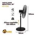 thumbnail image 3 of Ventilador de Pedestal 26" | Ventiladores de Piso Industrial | Abanico Potentes | Con Altura Ajustable y Oscilación, Ideales para Hogar, Oficina, Interior, Exterior y Ventilación Eficiente, 3 of 5