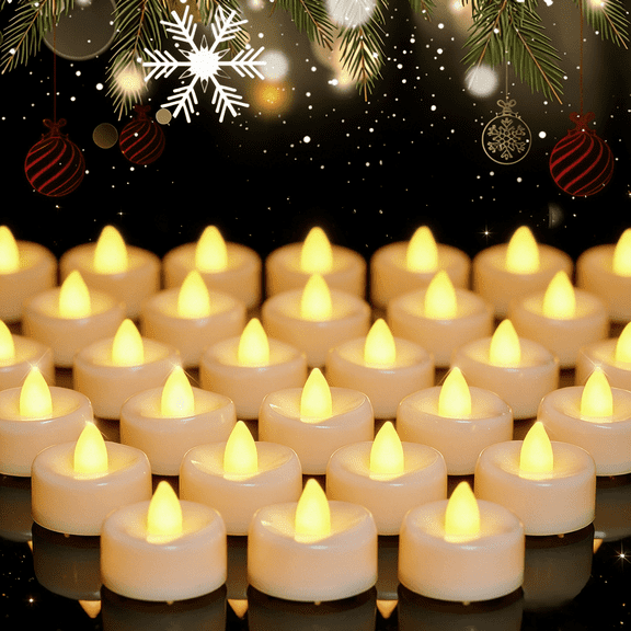 Merrynights 36-Pack Tea Lights Candles Battery Operated Bulk, Long-Lasting 150 Hours Flameless Tealight Candles, Flickering Tea Lights for Halloween Fall Home Decor in Warm Yellow