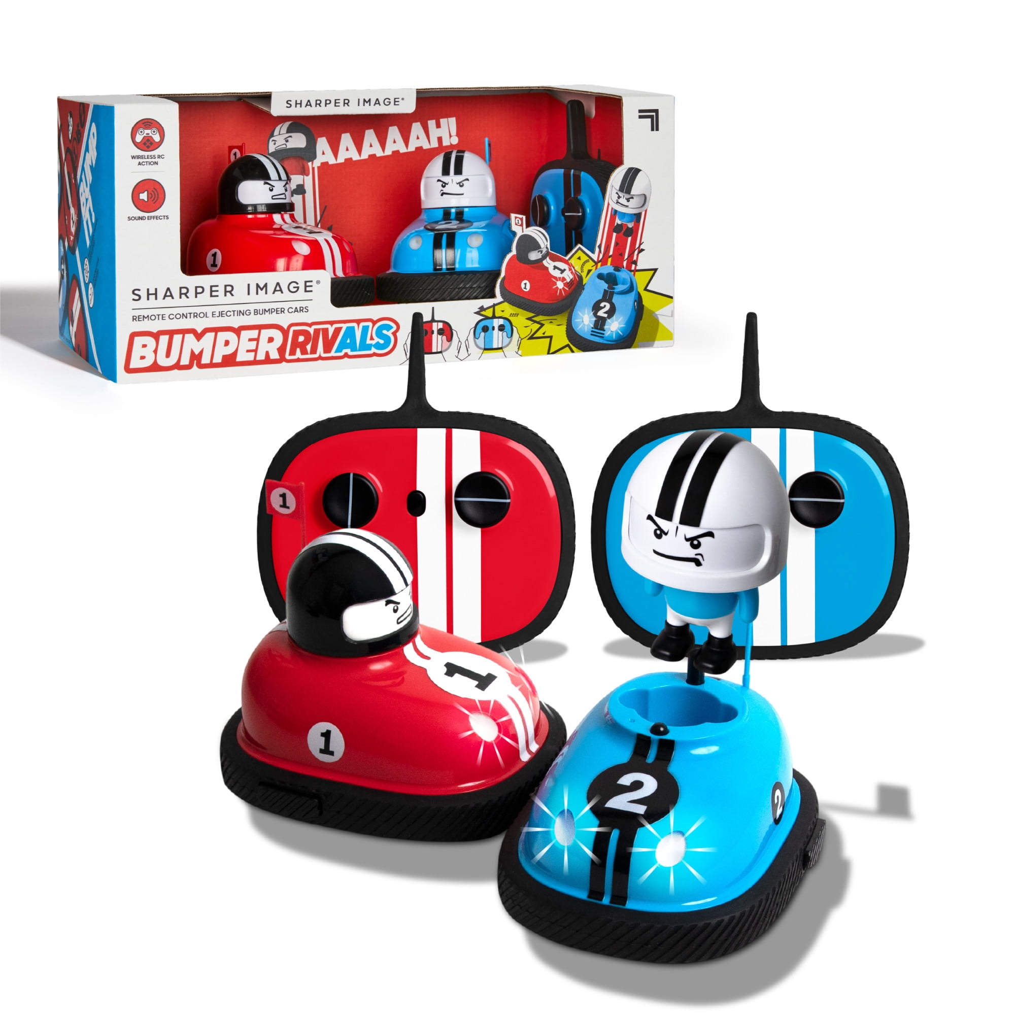 Sharper Image® Toy RC Remote Control Ejecting Bumper Rivals with Includes Wireless Remote Control and Sound Effects, 6-pieces, Red and Blue, Age 8+