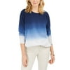 Style & Co Women's Petite Cotton Ombre Sweatshirt Blue Size Medium