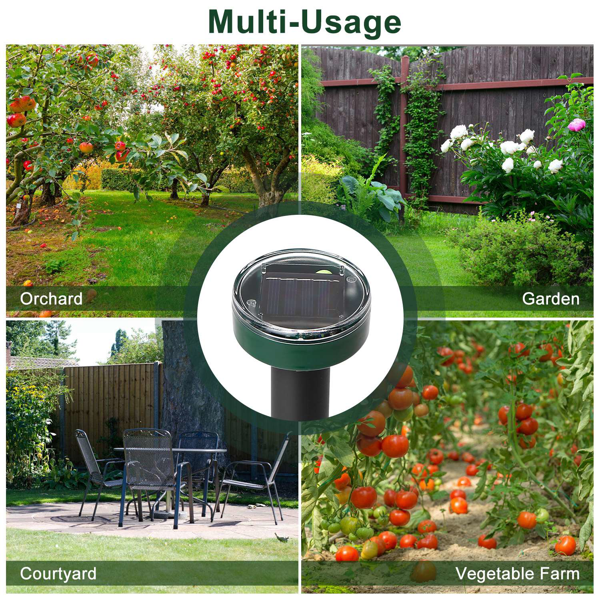 Ultrasonic Solar Mole Repeller, Vibration Rodent Deterrent with Buzzer Sound Wave, Waterproof Outdoor Pest Repellent for Moles Gophers Voles, 323 Sq.ft Coverage for Yard Garden Farm
