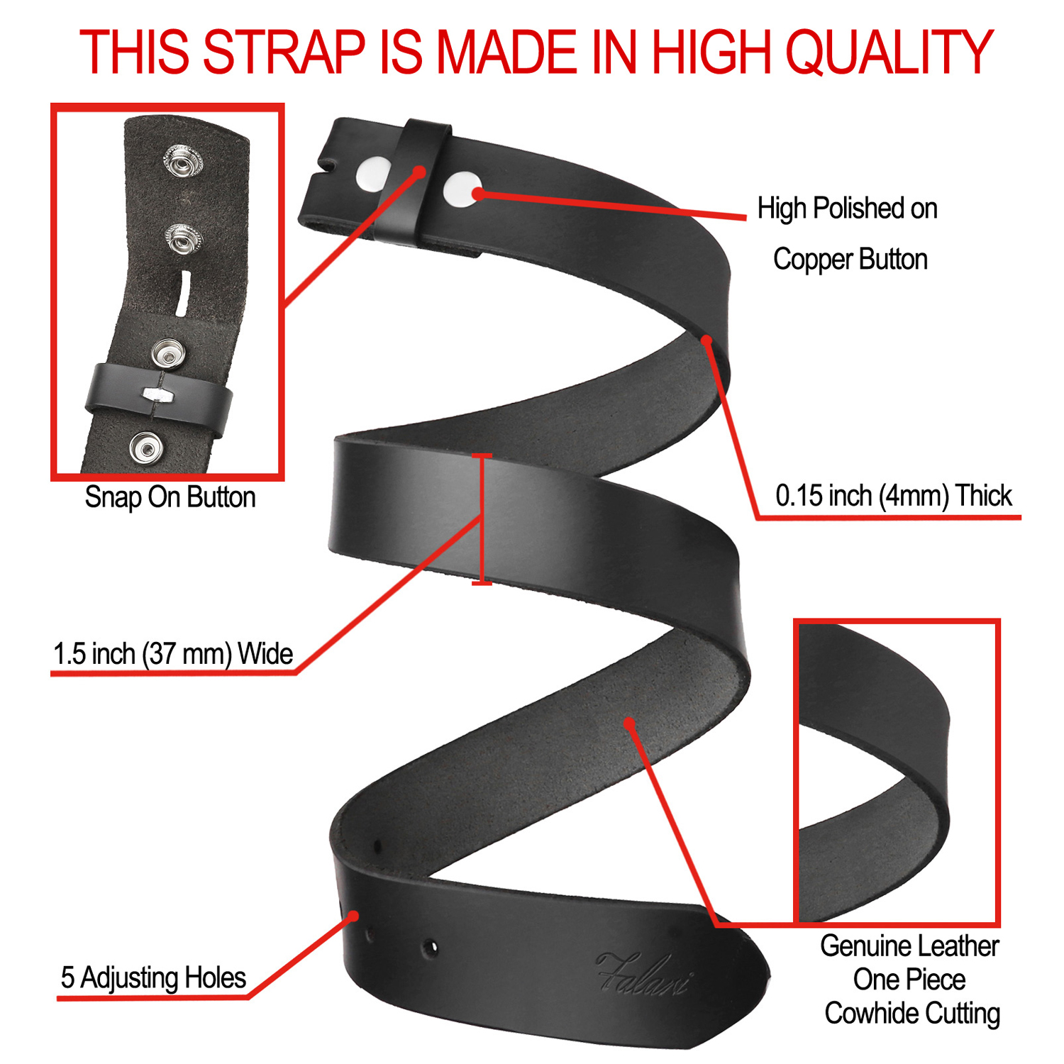 Falari Genuine Leather Belt Strap Replacement 1.5" photo 6