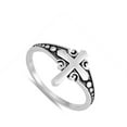 thumbnail image 4 of Oxidized Long Cross Beaded Christian Ring .925 Sterling Silver Band Jewelry Female Male Size 4, 4 of 4