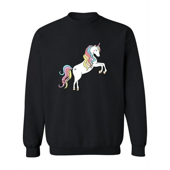 Rainbow Mane Unicorn Galloping Sweatshirt Women -Image by Shutterstock, Female Small