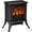 Black, variant on TopComfy Electric Fireplace Stove Heater with Realistic Log Set Flame Effect Freestanding Design Adjustable Heat Settings for Living Room Bedroom, Gray