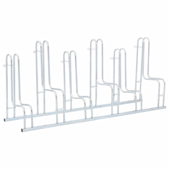 vidaXL Galvanized Steel Bicycle Stand, Silver 6 Bicycle