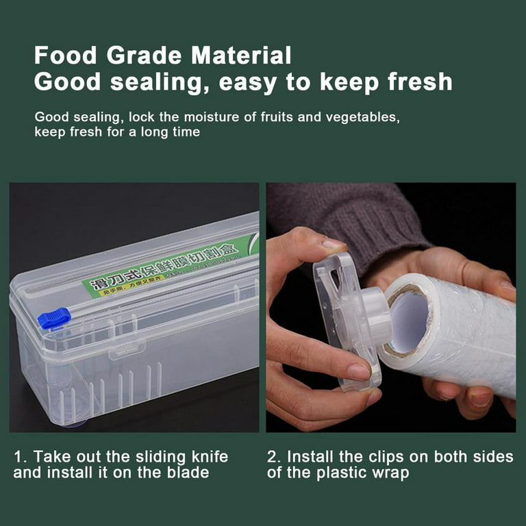 Plastic Cling Wrap Storage Holder with Slide Cutter Cling Film