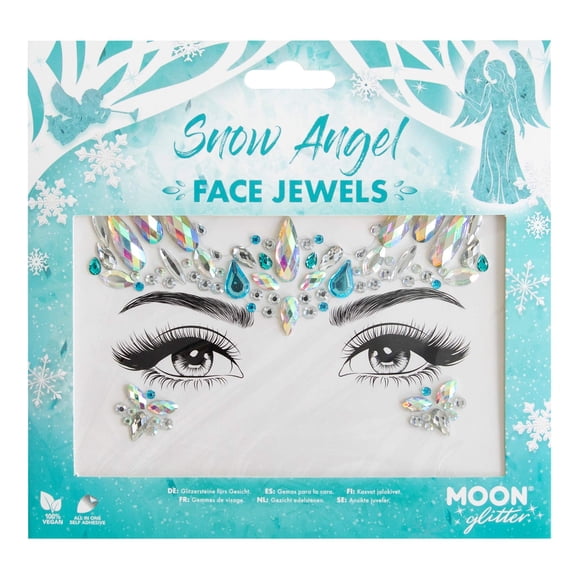 Face Jewels by Moon Glitter - Festival Cara Cuerpo Gemas Cristal Maquillaje Ojos Glitter Pegatinas Tatuaje Temporal Joyas (Ángel de Nieve)