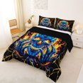 thumbnail image 2 of Castle Fairy Abstract Flame Skull Full Size Comforter Sets 3-Piece,Happy Halloween Bedding Comforter Set,Orange Blacks,1 Comforter and 2 Pillowcases,Black Reversible, 2 of 6