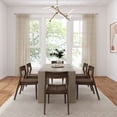 thumbnail image 3 of 72" Modern Solid Wood Dining Table Set, Seashell Wirebrush, + 6 Chairs Walnut, 3 of 6