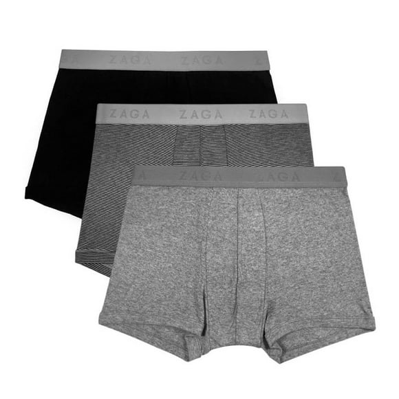 Bóxer Zaga para Hombre, Corto Multicolor Línea Clásica 3 Piezas Talla M de 32 a 34