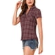 thumbnail image 4 of CAMISAS DE CUADROS PARA MUJER INSPIRE CHIC, CUELLO DE PUNTO, BLUSAS CON BOTONES XL BURDEOS, 4 of 7