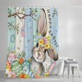 thumbnail image 4 of Happy Easter Shower Curtain, 48" x 72", Bunny Floral Egg Trees Blue Green Wood Grain Waterproof Bathroom Curtain Washable Shower Curtain Set with 12 Hooks, 4 of 9
