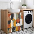 thumbnail image 3 of Orange Modern Geometric Cabinet Curtain 35"Wx35"L,Dustproof Under Sink Skirt with Self Adhesive Tape,Abstract Watercolor Semicircle Cabinet Curtain Cover for Kitchen Sink,Bathroom Vanity,Laundry Room, 3 of 9