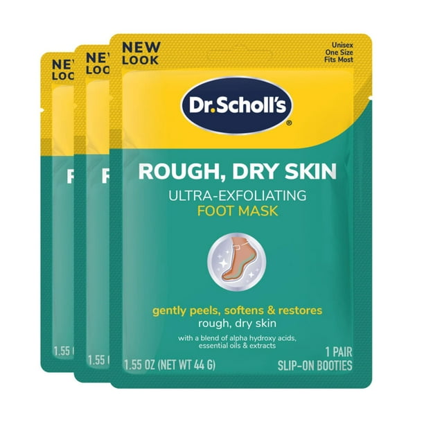 Mascarilla para pies ultra exfoliante Dr. Scholl's para piel áspera y seca, paquete de 3