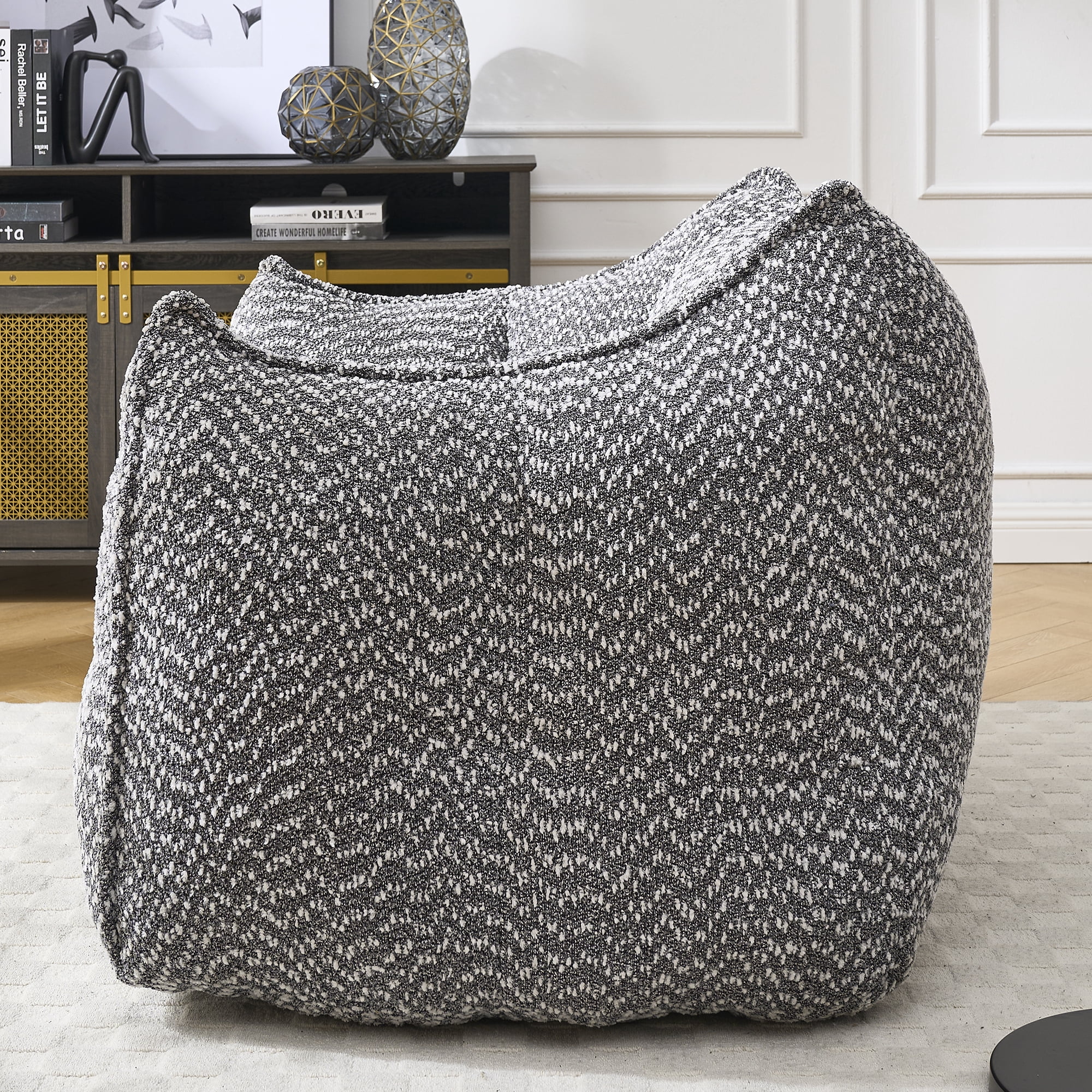 Newest Bean Bag Chair, Adults Bean Bag Chair with Soft Armrests and Storage Pocket with Soft Cover, Bean Bag for Bedroom or Playroom