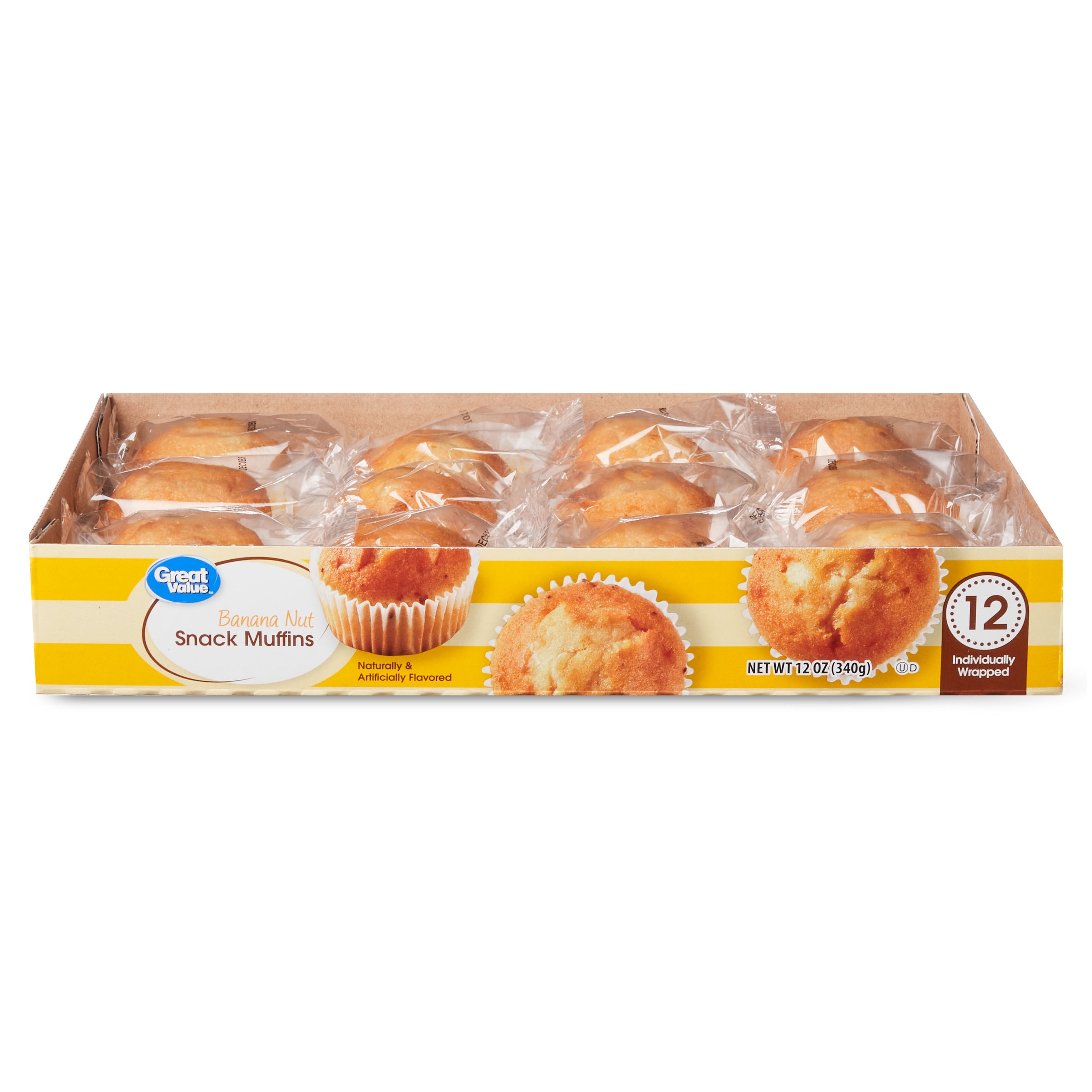 Great Value Banana Nut Snack Muffins, 12 oz, 12 Count