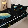 thumbnail image 3 of Homewish Vintage Boho Floral Zipper Full Size Comforter Sets with Fitted Sheet and 2 Pillowcases,Blue Yellow Gradient Moon Zipper Bedding Set,Black Reversible,4pcs, 3 of 8