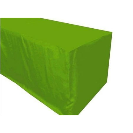 

4 ft Fitted Polyester Tablecloth SLIT BACK TableCover Trade show Booth 18 COLOR (Color: Apple Green)