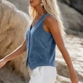 thumbnail image 5 of Tank Top for Women V Neck Button Up Sleeveless Spring Summer Winter All-purpose Corduroy Fashionable Tank Navy XL, 5 of 6