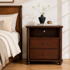 Nightstand 28 Nightstand with Charging Station Walnut