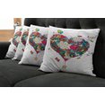 thumbnail image 5 of Ambesonne Love Throw Pillow Cover 4 Pack, Love Doodle Hearts, 24", Multicolor, 5 of 5