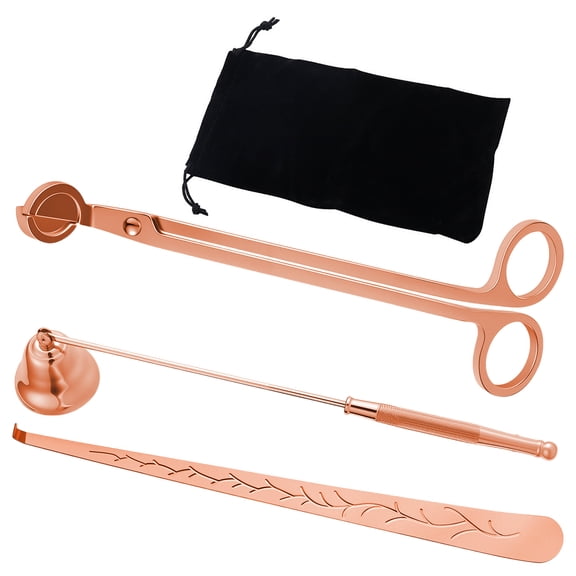 SCENTORINI 3 Piece Candle Accessory Set, Candle Wick Trimmer Cutter, Candle Snuffer Extinguisher, Wick Dipper (Rose Gold)