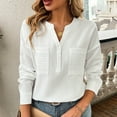thumbnail image 7 of hotojiny Business Casual Tops for Women Summer Breathable Long Sleeve Work Blouses Casual Notch V Neck Button Shirt with Pockets, 7 of 7