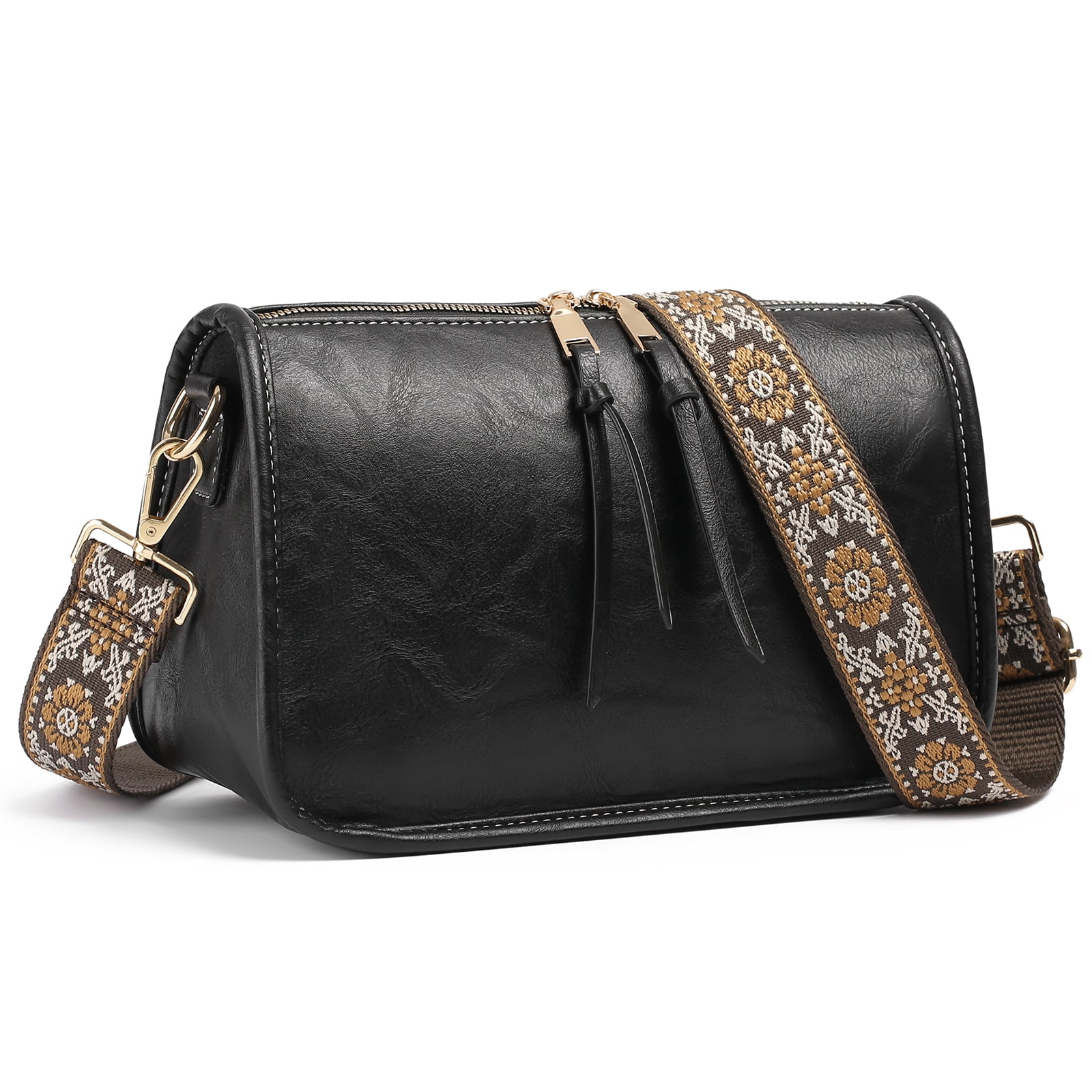 SENDEFN Trendy Leather Crossbody Purse with Tassel Zipper for Women Purses,Small Shoulder Handbags with Wide Strap Detachable