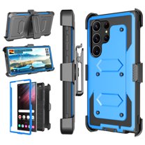 Samsung Galaxy S23 Ultra 5G Case, Tekcoo Case with Belt Clip Holster Heavy Duty Rugged Shockproof Full Body Protection Kickstand Cover for Samsung Galaxy S23 Ultra (Blue)
