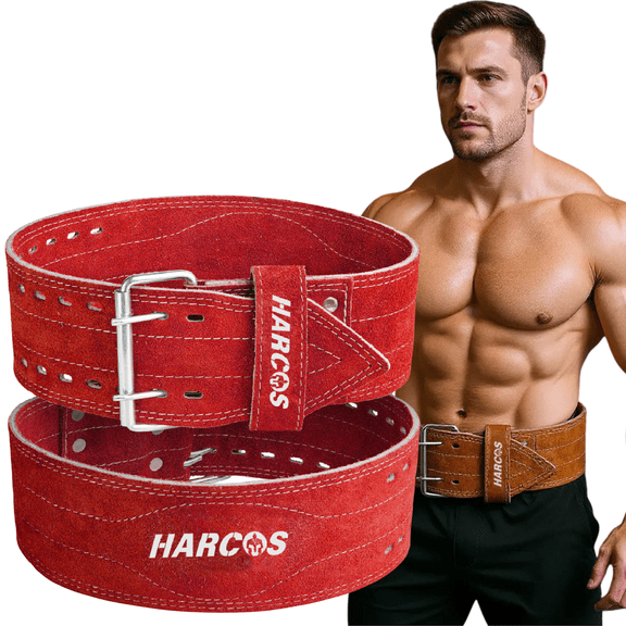 Harcos Genuine Leather Unbreakble, non tearable 8mm Heavy Gym Belt for Men & Women Workout Deadlift Belt for Gym Suede Powerlifting Weight Lifting for Heavy Workout gym belt(Large)