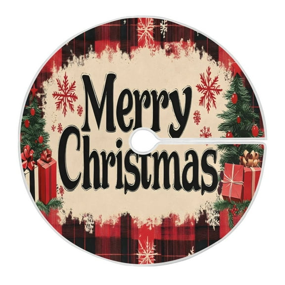 Ryvnso Christmas Tree Skirt Vintage Christmas Checkered Xmas Tree Skirts Ornament Home Decorations 35.4"