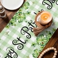 thumbnail image 3 of St. Patrick's Day Table Runner - 108 Inch Long Green Truck Leaf Flowers Butterfly Plaid Cotton and Linen Blended Dress Scarves Farmhouse Table Runner for Kitchen Dining, Coffee Table, 13" x 108", 3 of 8