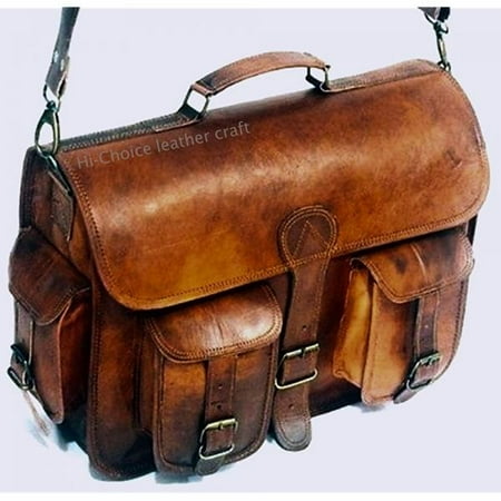 Skh 15 Vintage Leather Messenger Soft Briefcase Satchel Laptop Bag For Men And Women