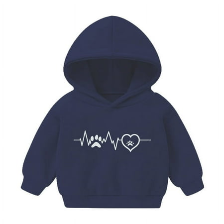 

ATOGUTA Kids Sweatshirts for Boys Girls Fashion Sweatshirt Fleece Pullover Tops Kids Clothes Navy Size 1T-8