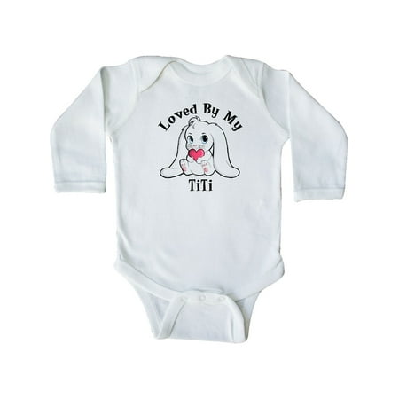 

Inktastic Loved By My TiTi Bunny Rabbit Gift Baby Boy or Baby Girl Long Sleeve Bodysuit